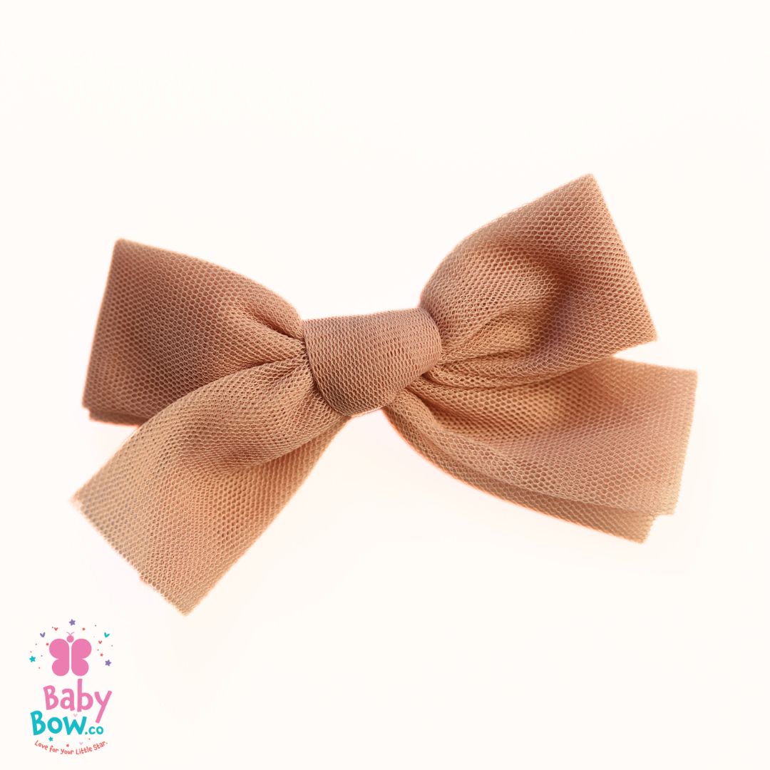 Tulle Hair Clips - Peach