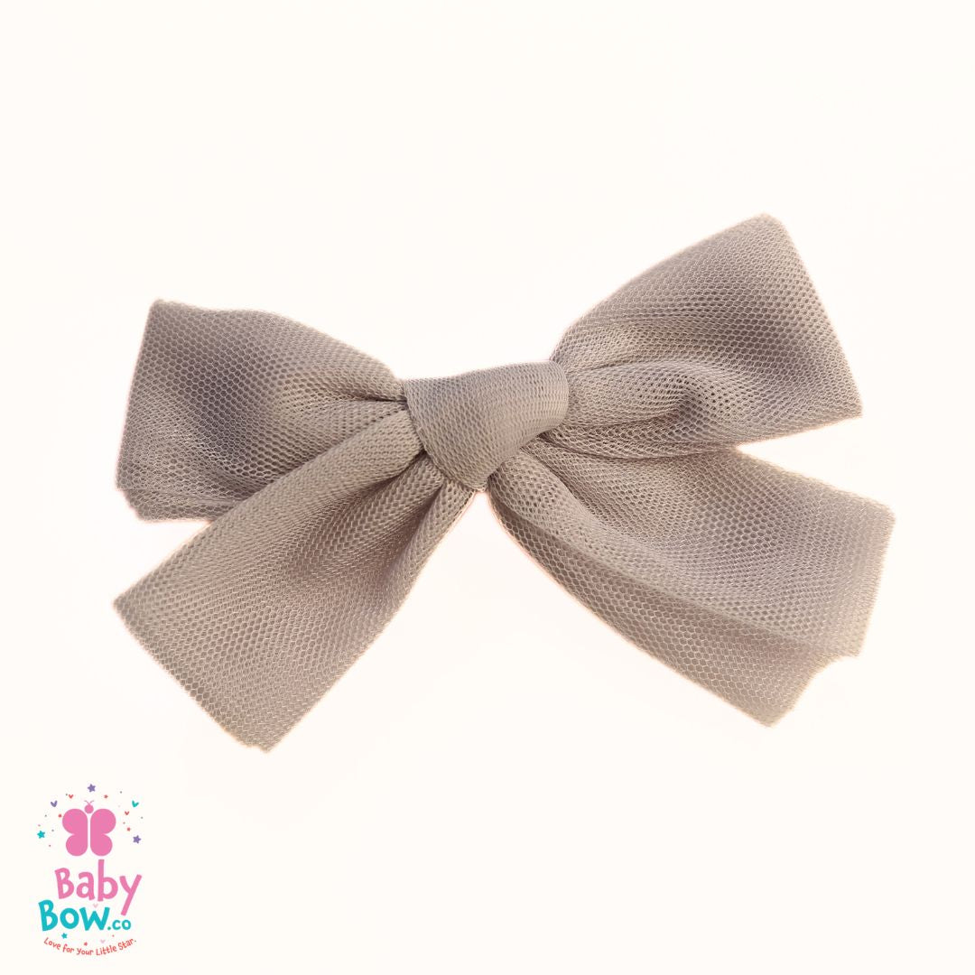 Tulle Hair Clips - Light Grey