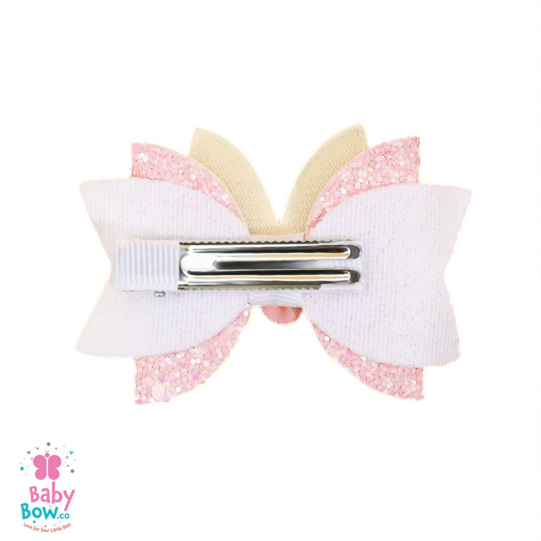 Little Girls Adorable Hair Clip - Pink with Gold