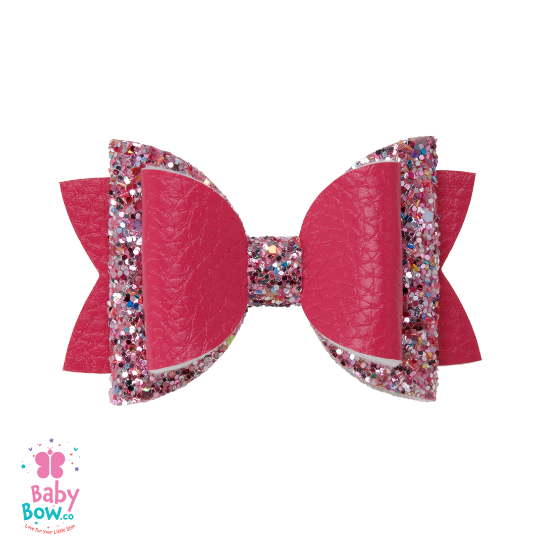 Red Girl Glitter Hair Bow Red