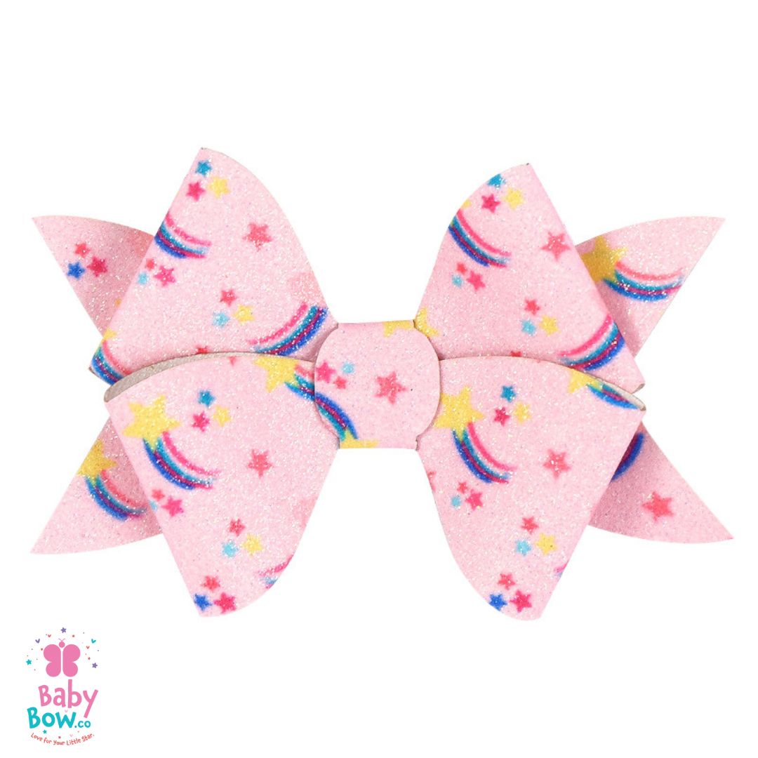 Pinwheel Leather Hair Bow – Pink