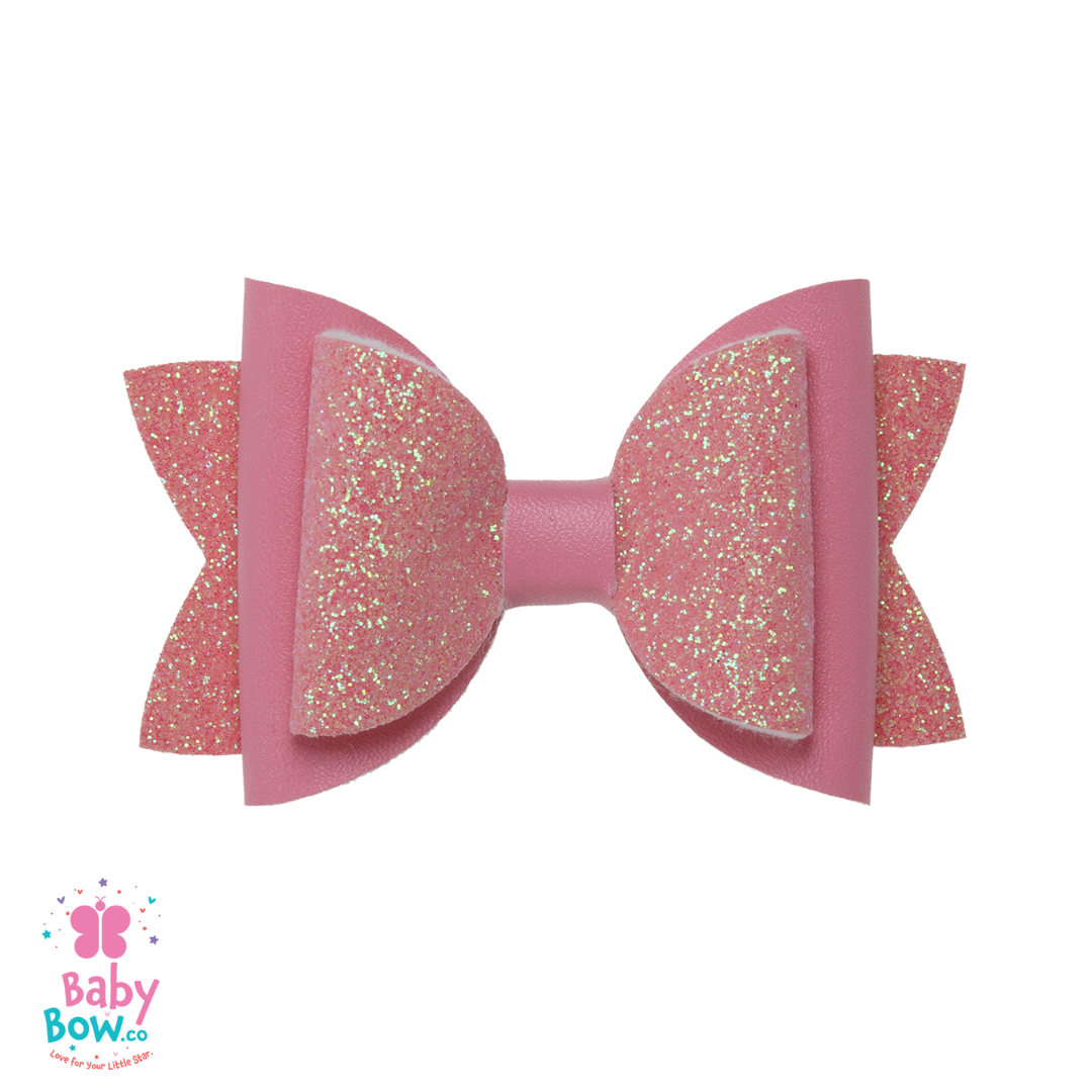 TwinkleTies – Girl Glitter Hair Bow Pink