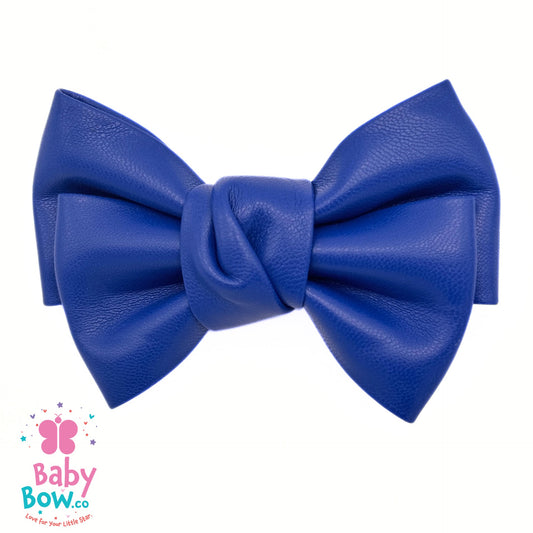 Leather Bow Hairpins - Blue