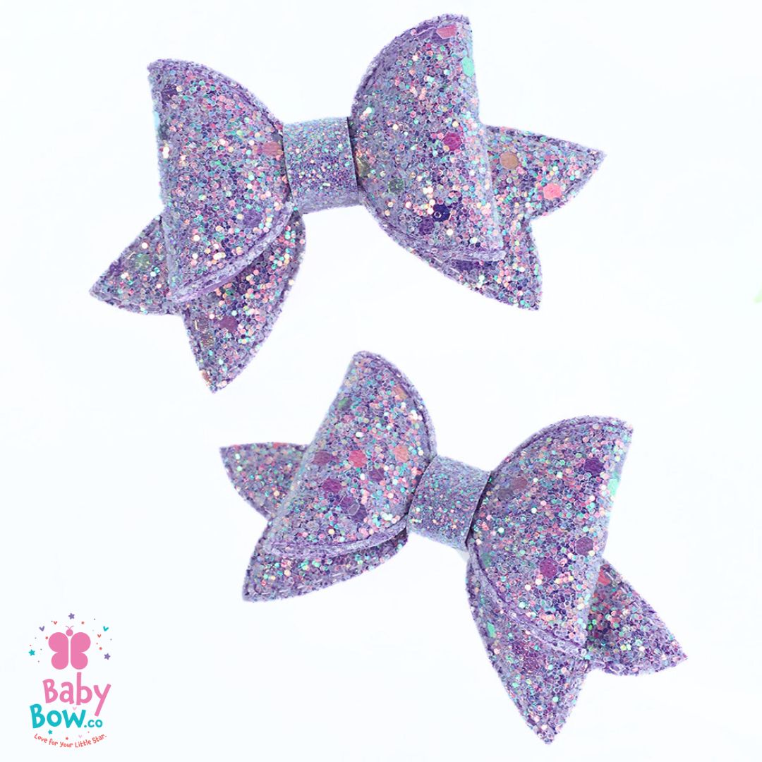 Soft Glitter Hair Clips - Purple.