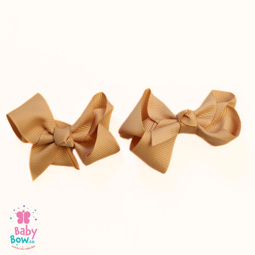 Mini Hair Bows in Beige