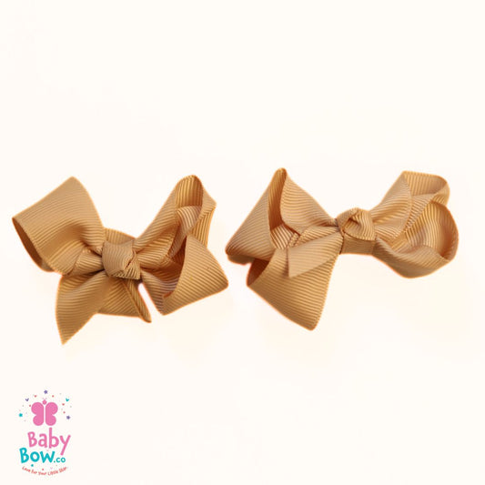 Mini Hair Bows in Beige