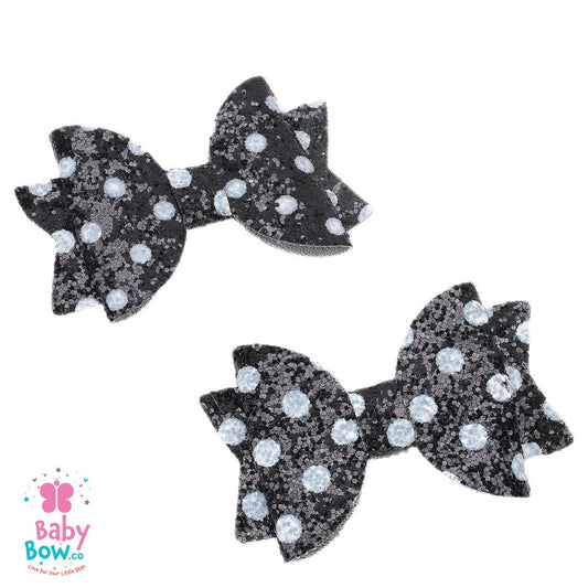 2 Pcs Polka Hair Pins - Black