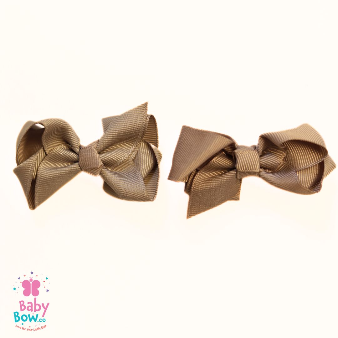 Mini Hair Bows in Brown