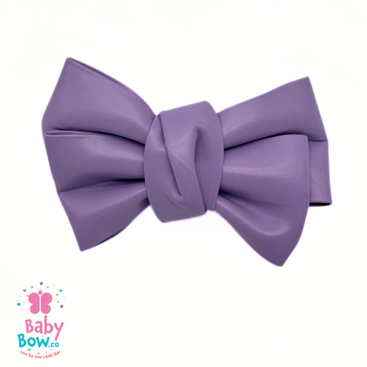 Leather Bow Hairpins - Purple