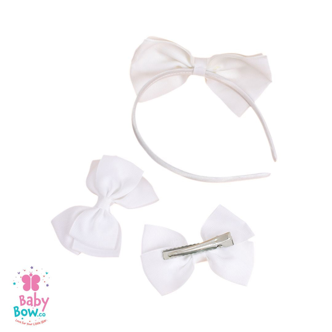 3 Pcs Back to School Ribbon Hair Bow Headband Set.