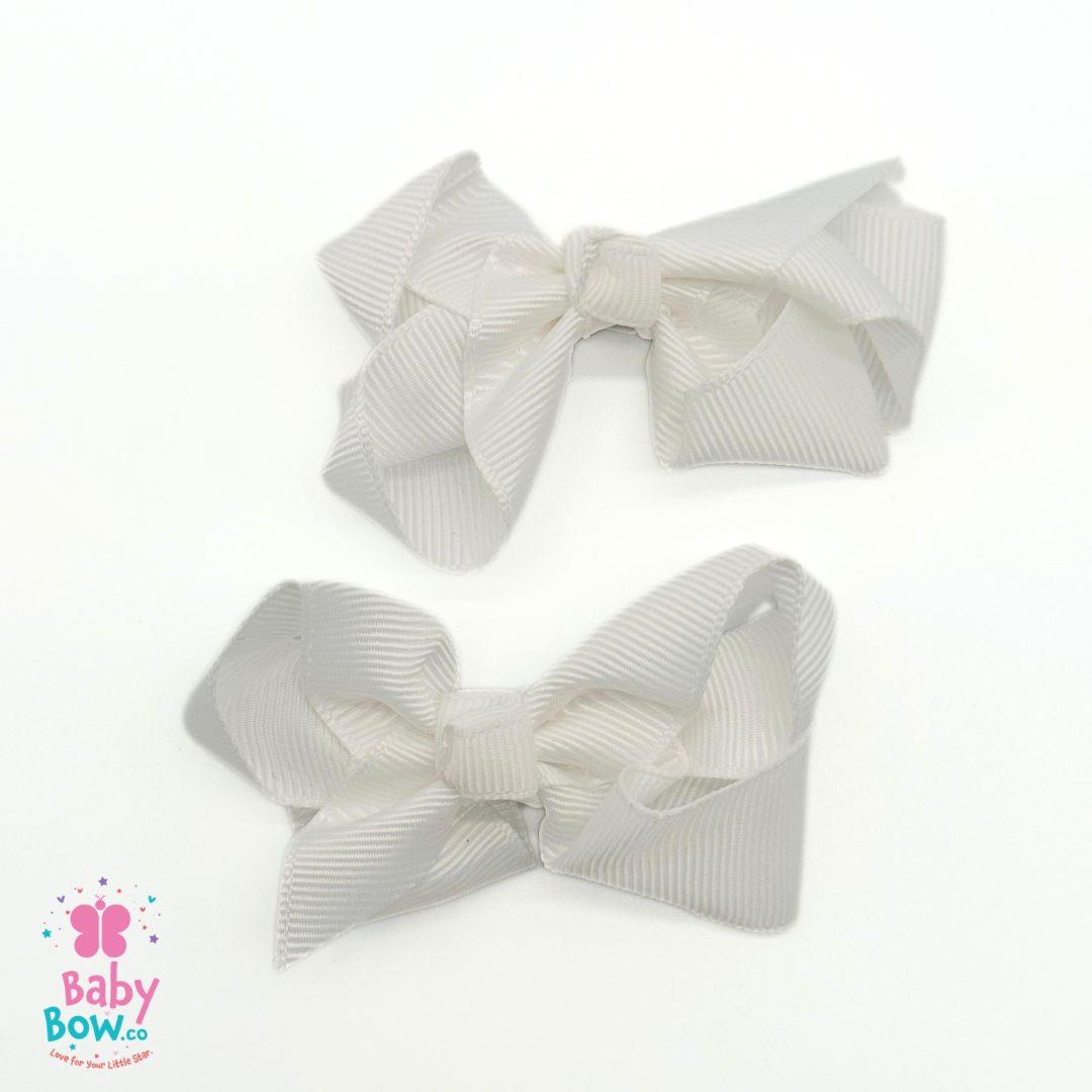 Mini Hair Bows in White