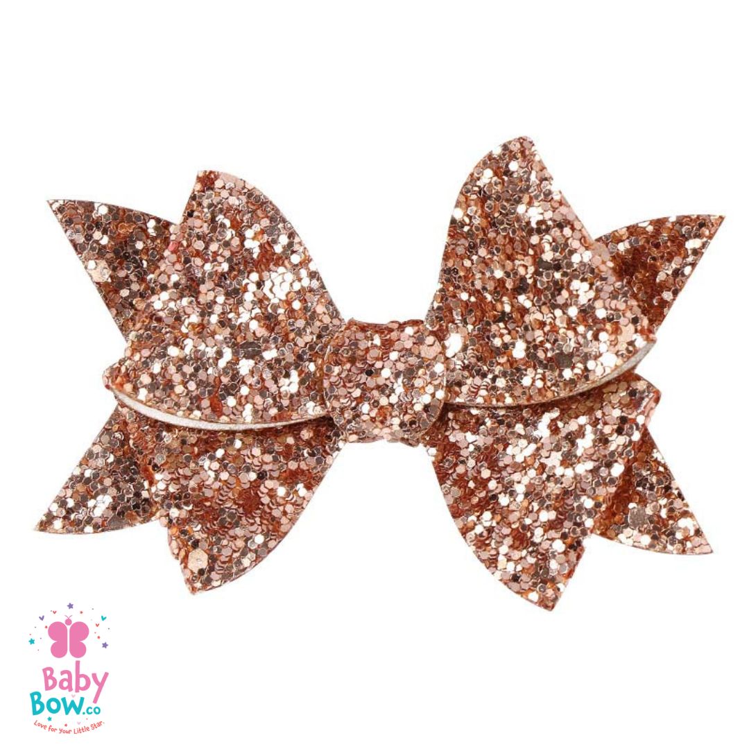 Pinwheel Glitter Hair Bow – Brown