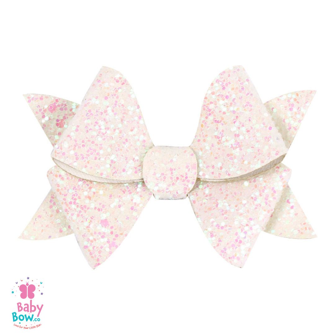 Pinwheel Leather Hair Bow – White