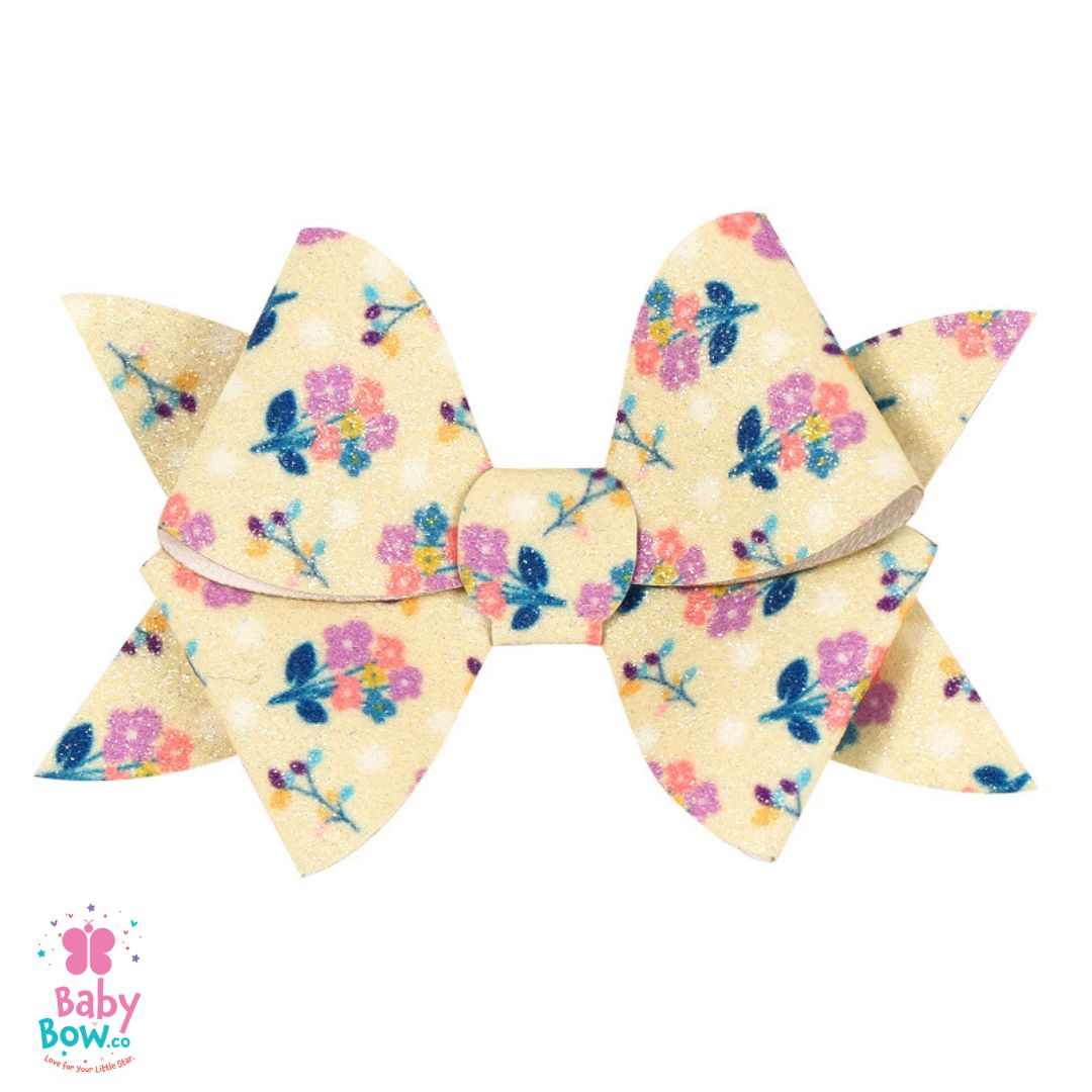 Pinwheel Leather Hair Bow – Yellow