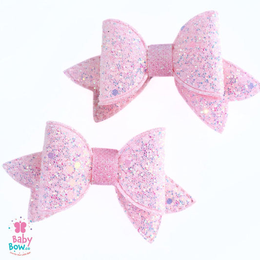 Soft Glitter Hair Clips - Pink