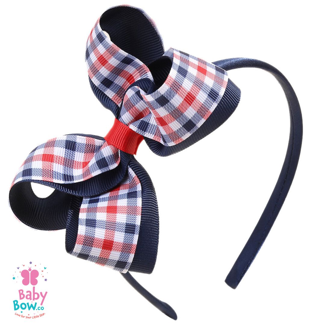 Striped Plaid Polka Dot Grosgrain Ribbon Hair Bow Set.